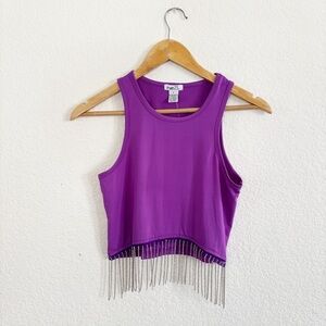 Rue21 Vibrant Purple Tank with Silver Fringe